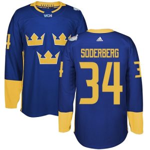 Kinder Team Schweden #34 Carl Soderberg Authentic Königsblau Auswärts 2016 World Cup